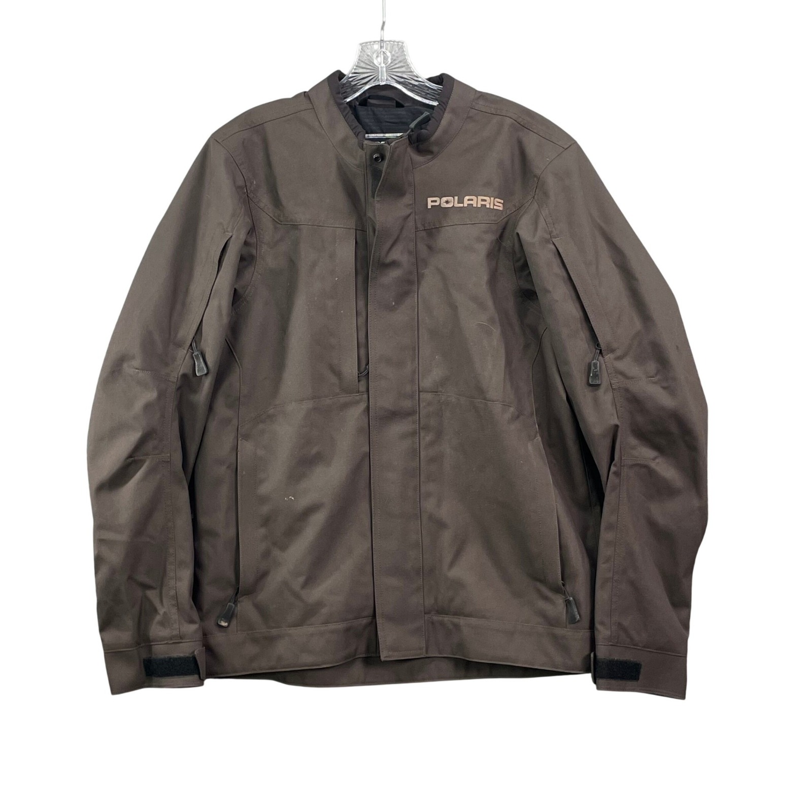 Polaris Riding Jacket Mens Medium Brown Canvas Moto Atv Snowmobile Ventilation